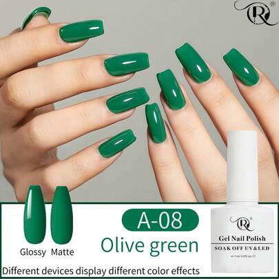 QR 7ML 绿色/蓝色凝胶指甲油 LED/UV 浸泡，高光泽沙龙级纯指甲油，单瓶适合初学者 DIY 新手，全天候，女士美甲套装，持久光泽，耐磨指甲油