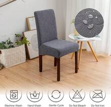 100% Waterproof Dining Room Chair Covers Set Of 4 Stretch Kitchen Chair Covers Parsons Chair Slipcovers For Dining Room Chair Protector Cover, Removable, Washable (Leaf Pattern-Dark Gray),8653863