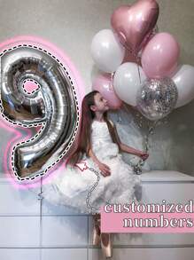 رقم فضي مقاس 32 بوصة، بالونات لاتكس مخصصة باللونين الوردي والأبيض مع الترتر، بالونات قلب وردي مقاس 18 بوصة، مناسبة لعيد الميلاد، الزفاف، حفلة استقبال المولود الجديد، عيد الحب، حفلة عروس، حفلة عيد ميلاد بموضوع الفيونكة، ديكور خطوبة العروس، عيد ميلاد، ذكرى سنوية، استقبال مولود جديد، تخرج، خطوبة، ديكور حفلة الزفاف