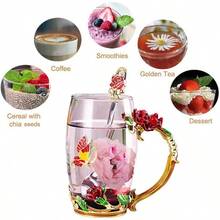 1. Special Occasion Gifts For Her 2. Enamel Butterfly Flower Glass Tea Cup Rose Red Coffee Mug 3. Mother's Day Presents For Mom Grandma Wife Female Friends - 玫瑰紅 - 查看 6