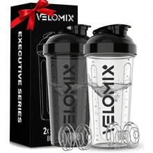 2-Pack 28oz/830ml Premium Shaker Bottles With 4 Stainless Steel Balls - Leakproof  Mixer Cups For Protein, Smoothies & Meal Replacement - Gym, Office, Travel & Home Use - Blue & Clear Combo With Measurement Marks - 盒裝精英 - 查看 1