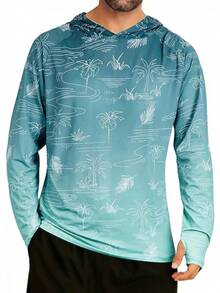 Men's UPF 50+ Sun Protection Hoodie Shirt Rash Guard Long Sleeve Shirt Fishing Outdoor Hiking Swimming Running - S032-xanh lam - Xem 1