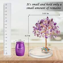 2pcs Small Urns For Human Ashes Pet Memorial Urn For Ashes Mini Cremation Urns For Ashes Adult Female Male Aluminum Keepsake Urns For Ashes Holder With Amethyst Crystal Tree - 紫色 - 查看 2