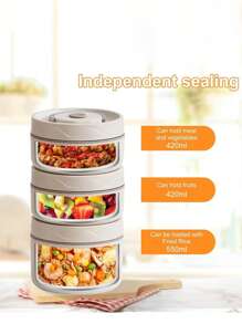 5件套304L不锈钢保温饭盒带储物袋和餐具，便携式双层带盖便当盒，适用于办公室、学校