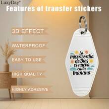 UV DTF Wrap Stickers - 48pcs Spanish Bible Verses UV DTF Stickers For Motel Keychain, UV DTF Decals For Acrylic Keychain, DIY Crafts, Glass & Smooth Surfaces, Keychain Accessories, LuxyDay Brand - Multicolor - View 3