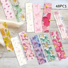48pcs Romantic Bowknot Pattern Bookmarks, Pink Series, Bookmarks Set, Diary Journal Reading Markers, Decorative Accessories, School Supplies, Gifts For Girls, Christmas & New Year Gifts, Stationery Gifts For Book Club Members, Writers, Teachers, Back To School, Vibrant Book Companion, Bomboniere 18th Birthday, Graduation Bomboniere, Personalized Bookmarks, Desk Decor
