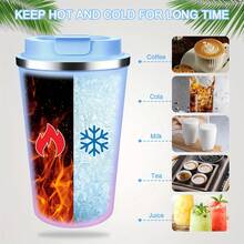 1 Piece, 304 Stainless Steel Double Wall Insulated Coffee Cup, 17OZ - Leak Proof, Easy To Carry, Perfect For Outdoor Camping, Travel, Sports, Fitness, Car Use - Perfect Gift For Valentine's Day, Mother's Day, Father's Day, Thanksgiving, Christmas, Family Travel Coffee Cup