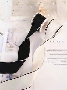 Black & White Glossy Vertical Striped Ribbon, Black & White Fabric Ribbon, DIY Bow Tie, Floral Decor Straw Hat, Suitable For DIY Hair Clips - Handmade Bow Tie Accessories, Sewing & Weaving Supplies, Sewing Ribbon, Holiday Party Gift Wrapping