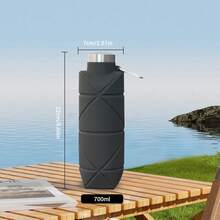 Portable Silicone Water Bottle, Foldable Leak Proof Sports Drinkware With Handle, Washable Reusable Mug, Camping Gear Lightweight Cup For Summer Outdoor Camping Hiking, Camping Utensils, Camping Kitchenware, Outdoor Camping Equipment - 黑色 - 查看 7