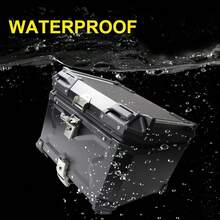 65L Motorrad Kofferraum wasserdicht & staubdicht, Aluminium-Legierung Motorrad Top Case mit Sicherheitsschloss und Liner, Universal, perfekt für Stocking Helme & großes Gepäck - Schwarz Flat - Übersicht 2