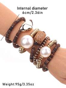 7pcs/Set Handmade Bohemian Style Heart-Shaped Tassel Bracelet Set, Suitable For Women's Daily Wear And Vacation Valentines,Mom,Mother,Mother's Day,Gift - Multicolor - View 10