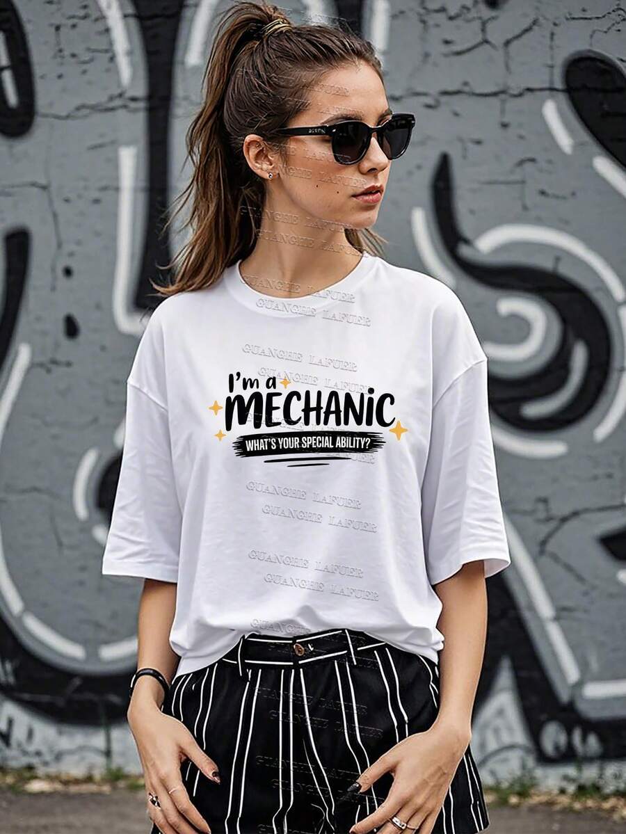 Ropa de verano para mujer, camisas 100% algodón para mujer, regalos para el día de la madre para S-2XL, regalos de cumpleaños para mujer, ¿cuál es tu superpoder? Camiseta,Camiseta de mecánico, camiseta de mecánico diésel, soy mecánico ¿Cuál es tu superpoder? camiseta - Blanco - Ver 1