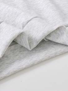 1件青少年女童圆领字母印花拼接撞色宽松卫衣，长袖套头衫，返校季，毕业季 - 黑色 - 查看 6