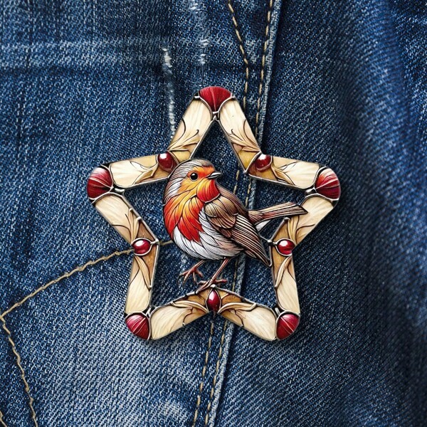 1pc Acrylic Robin & Star Brooch - Multi-Color, Unisex Dreamlike Accessory, Suitable For Suits, Sweaters, Scarves, Jackets, 2D Flat Design Office Accessories Shirts Jewelry Christmas Halloween Pins,Autumn-Winter Accessories,Suitable For Teens, Youth,Men,Casual, Outdoor, Athletic, Vacation, Graduation Gifts, Birthday, Daily Wear Clothes Pin Funny Cute Teacher Gifts Costume Accessories Bag Charms Men Gifts Bag Pins
