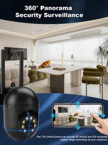 1/2/4pcs 2.4G WiFi Security Camera, Home Security Monitoring With 360° Panoramic View, Two-Way Audio, AI Motion Detection & Night Vision, Remote Control Via App, Suitable For Indoor Use - Black - View 9