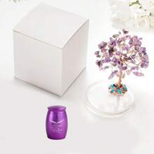 2pcs Small Urns For Human Ashes Pet Memorial Urn For Ashes Mini Cremation Urns For Ashes Adult Female Male Aluminum Keepsake Urns For Ashes Holder With Amethyst Crystal Tree - 紫色 - 查看 6