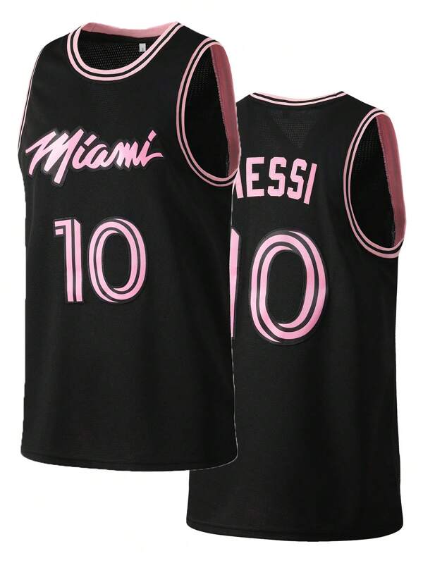 Men's Basketball Jersey 10 Black Embroidered Casual Sports Vest Round Neck Sleeveless Training Suit