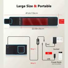 Red Light Infrared Light Belt For Body - LED Red Light Device With Timer For Relaxing Muscle Back Waist Shoulder - 660nm & 850nm 10HZ & 40HZ Pulse Grey - 黑色 - 查看 6