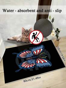 1 片蝴蝶门垫吸水防滑可机洗适用于室内外门口浴室厨房由聚酯纤维制成宠物友好