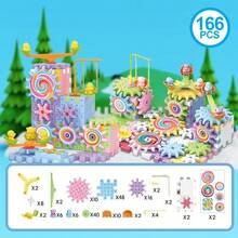 249个DIY电动齿轮拼接积木，儿童电动齿轮益智玩具，圣诞节礼物，节日礼品，派对玩具，男孩女孩动手能力培养工程技能，齿轮组装积木，STEM学习实用玩具，以及创意建筑圣诞节和万圣节礼物