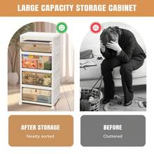 Royalswill 4 Layers Stackable Storage Box, Plastic Storage Box With Lid And Wheels Easy To Use Space Saving, Suitable For Clothes, Bathroom, Bedroom, Living Room, Study Room - 4 Layers - White - View 3