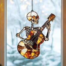 1 pieza Cazador de sol falso Skeleton Acrylic 2D, colgantes de ventana de fantasma de Halloween, regalo para amantes de las plantas, obsequio para nuevo hogar, atrapasol gótico, decoración espeluznante del hogar y estética de casa encantada
