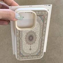 1 pieza Funda de teléfono con patrón floral blanco retro de material TPU compatible con iPhone/teléfonos, resistente al agua, a los golpes, a las caídas y a los arañazos