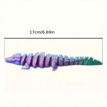 1 pieza - Estatua de cocodrilo impresa en 3D - Coleccionable de plástico rotatorio con escamas brillantes azules y verdes, texturas detalladas, adecuado para decoración del hogar y oficina, uso interior/exterior, sin electricidad requerida, decoración de cocodrilo
