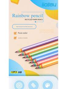 12 pièces Crayons de couleur arc-en-ciel de qualité supérieure HB en papier