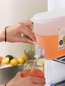 1 pieza Dispensador de jugo para el hogar, dispensador de bebidas para refrigerador, jarra de agua fría de gran capacidad con grifo - Blanco - Ver 4