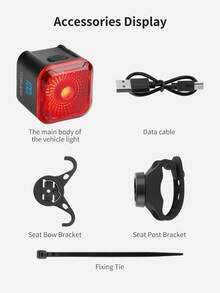 TOSUOD Smart Bicycle Taillight,TOSUOD Bike Light, USB-C Quick Charge/Auto On/Off Brake Sensor/6 Modes (Including Pulse, Strobe, SOS)/IP/Aluminum+ABS Construction/Lithium-Polymer Battery/Compatible With Road, Mountain, Electric Bicycles/Night Riding Safety/Cycling Visibility/Durable Construction/Weatherresistant Gear/Multimode Lighting/Urban Cyclists/Bicycle Safety Gear/Compact Design/Highquality Materials/Usbc Rechargeable Light/Mountain Bikers