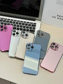 Ốp lưng điện thoại không viền bóng đơn giản sang trọng tương thích với iPhone 16 15 14 13 12 11 Pro Max Ốp lưng cứng chống nước chống sốc chống rơi chống trầy xước - Màu Hồng Tươi - Xem 4
