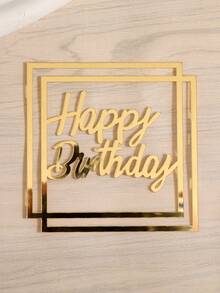 1 cái/3 cái/5 cái que trang trí bánh kem "Chúc mừng sinh nhật" màu vàng kim, que trang trí bánh cupcake bằng acrylic, trang trí bánh kem và món tráng miệng cho tiệc sinh nhật (màu vàng kim) - A - Xem 4