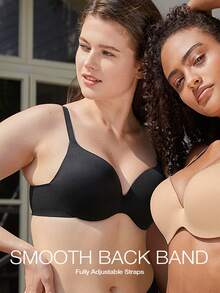 Wingslove 女士提拉支撑T恤文胸，无缝加厚钢圈文胸 - 黑色 - 查看 2