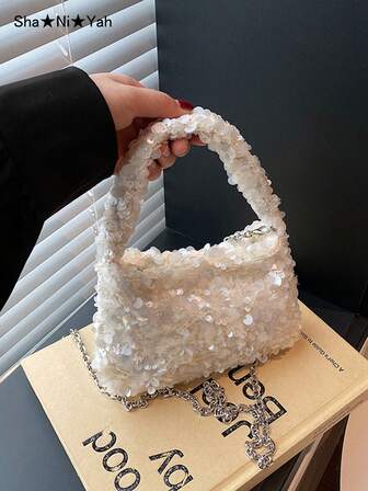 Elegant Bling-paljettväska för kvinnor, modeväska med kedja, mångsidig för fest, shopping, present