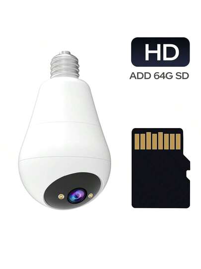 2.4G 1080P WIFI Verlichting Bulb Camera, HD Mini 360° PTZ Panoramic Slimme Home IP Camera,E27 Indoor Outdoors, Dome Surveillance,Baby Pet Monitor,Two Way Audio, Motion Detection Alarm Works 5G Phone Computer Ipad, Great view 8