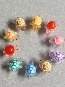 5/10pcs Glow In The Dark Detachable 3D Cartoon Turtle Shoe Charms, Decoration For Beach Sandals And Clogs - Multicolor - View 4