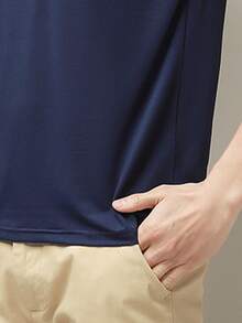 男士速干防晒探险T恤，UPF防晒，适合户外跑步和徒步旅行，情人节礼物 - 藏蓝色 - 查看 5