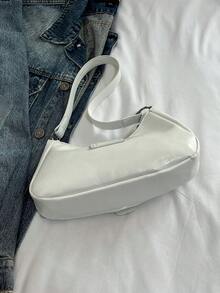 1 件女式复古梅洛朋克摇滚摩托车包，铆钉装饰，可调节肩带，大容量，柔软仿油布渐变皮革斜挎包，适合工作、通勤、约会、派对 - 白色 - 查看 9