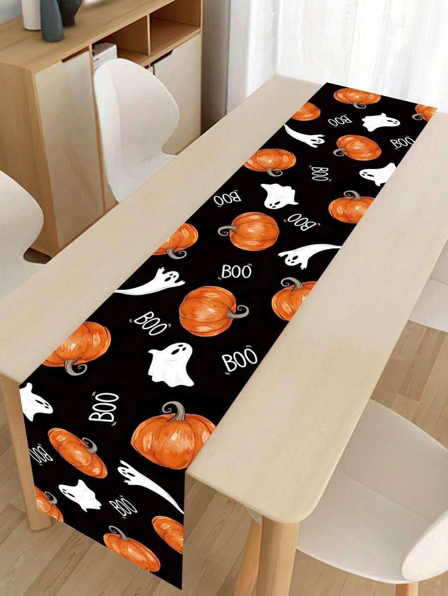 1 件万圣节桌旗、万圣节装饰、万圣节幽灵南瓜图案桌旗、万圣节派对装饰桌布、万圣节装饰桌布、万圣节不给糖就捣蛋装饰、桌面中心装饰、万圣节家居装饰、万圣节厨房装饰、万圣节礼物