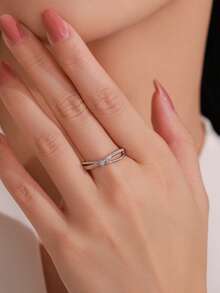 Arlmay 1pc 925 Sterling Silver Heart-Shaped Ring Glamorous Accessory Female Elegant Engagement Romantic Jewelry - Silver - View 3