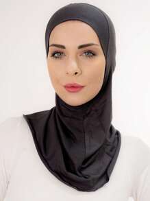 1 件女士内帽头巾头巾帽子头巾时尚纯色下巴弹性头帽和颈巾头带冬季秋季适合 Abaya 日常内帽