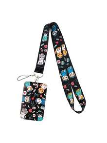 1pc Pink Medical Nurse Pill Cat Pattern Lanyard Card Holder, Keychain ID Badge Hard Case Suitable For Transit Card, ID Card, Work Card, Student Card, Expo Card, Event Pass,For School Supplies,Back To School - Multicolor - View 3