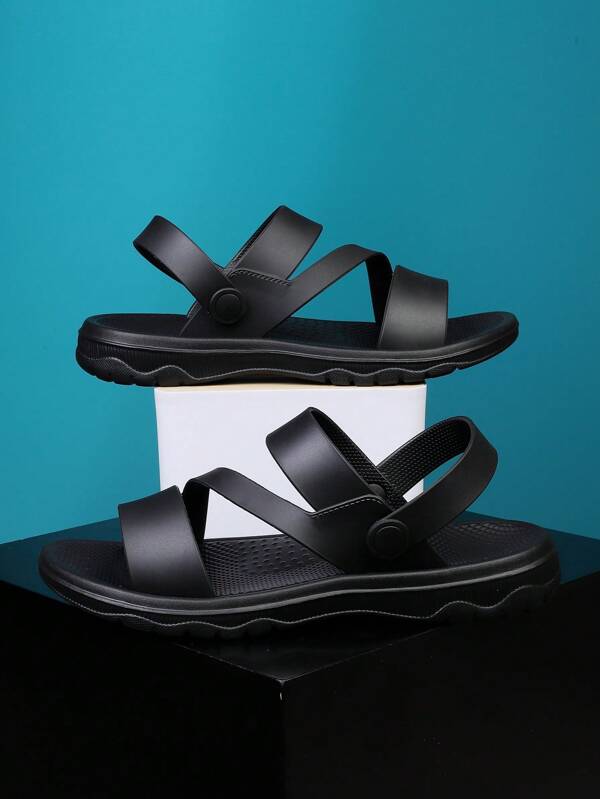 Men's Slide Sandals, Thick Sole Anti-Slip, Soft Sole Sports Slippers, One-Strap Casual Home Slippers, Summer Outdoor Wear, Plus Size