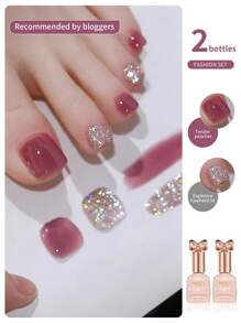 annies 2瓶10毫升闪亮光钻凝胶指甲油，适用于可卸除UV灯，可用于DIY美甲沙龙LED凝胶指甲油