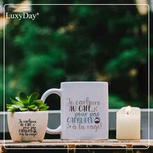 24 件法国“有趣的咖啡语录”主题透明贴花转印，适用于 DIY 家具、玻璃和木制工艺品 - DIY 防水自粘贴花，用于相册、家具装饰，LuxyDay 品牌