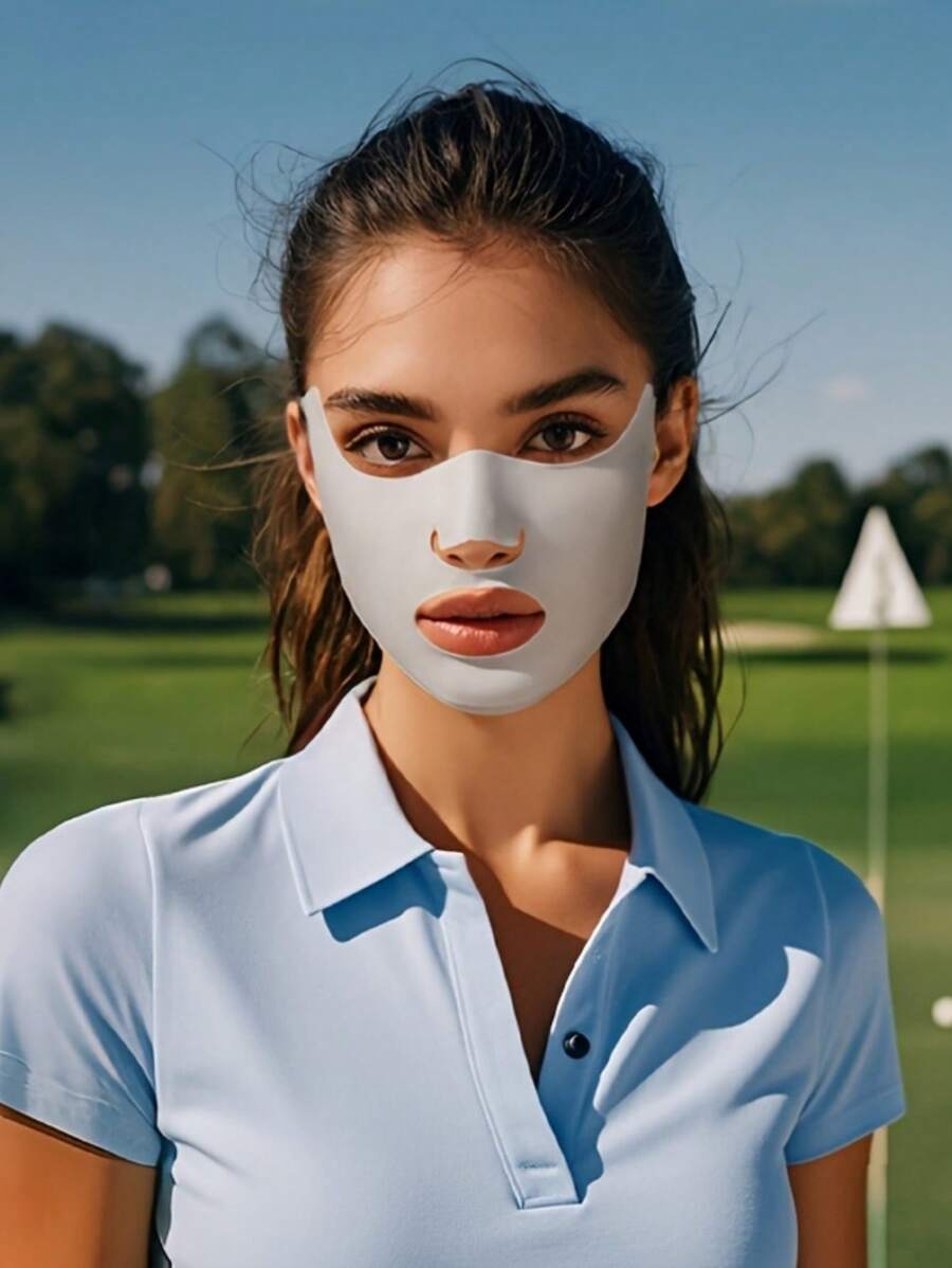 1 件女士夏季薄冰丝面罩，户外骑行运动高尔夫透气耳挂式面罩