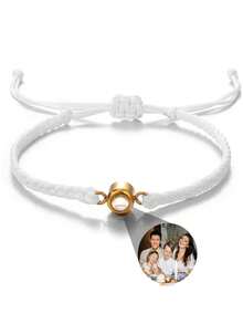 1件定制照片投影手链，不锈钢彩色编织情侣手链，适合男士、女士、情侣、家人，照片留念，节日、母亲节、父亲节、情人节和生日的个性化礼物，黑色、银色、金色，时尚、多彩、复古、简约、中性、休闲、可爱，可定制、个性化、独特，送给他的理想礼物，送给她、男朋友、女朋友、爸爸、妈妈、家人、朋友的理想礼物，适合周年纪念日、生日、毕业典礼、舞会、派对，定制时尚首饰