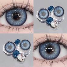 Lalens Lentes de contacto de color rosa en forma de corazón Lalens Sweet Heart, de uso semestral, para ojos marrones oscuros. Lentes de contacto de color azul natural, de uso semestral, para ojos marrones claros. Lentes de contacto de color gris, de uso diario, de 6 meses de duración, para embellecer los ojos. Dos piezas de lentes de contacto de color suaves en un solo paquete.