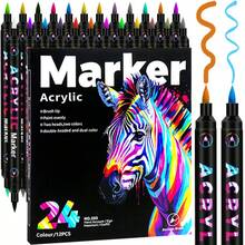 1pc Dual-Tip Dual-Color Marker Pen, Acrylic Painting Brush Pen For Glass Painting, Layering Colors, Art Students, Smudge-Proof, Washable, Watercolor Pen